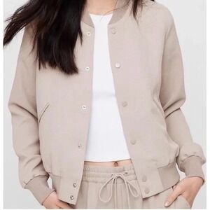 Wilfred ARITZIA Poussin Bomber Varsity Jacket Snap Beige XS EUC